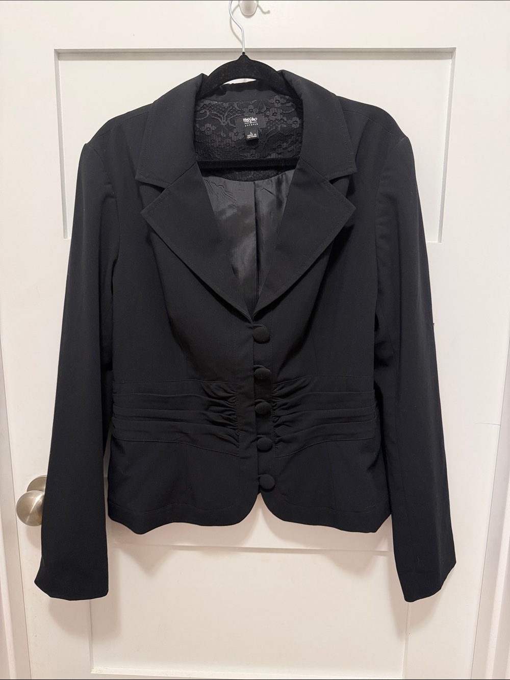 Mossimo Supply Co. Black Ruched-Waist Buttoned Blazer